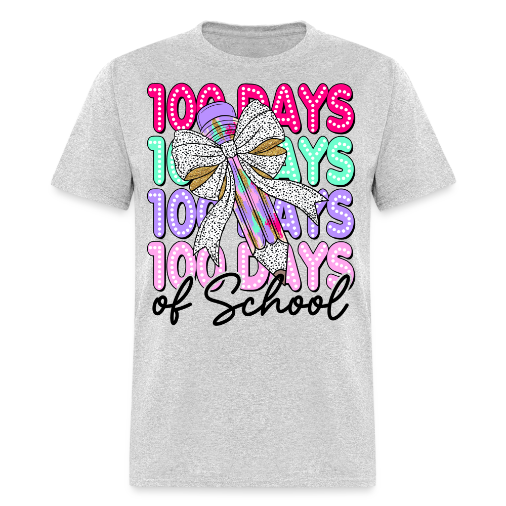 100 Days Of School Teacher Shirt Colorful Pencil Teacher Appreciation T-shirt - heather gray