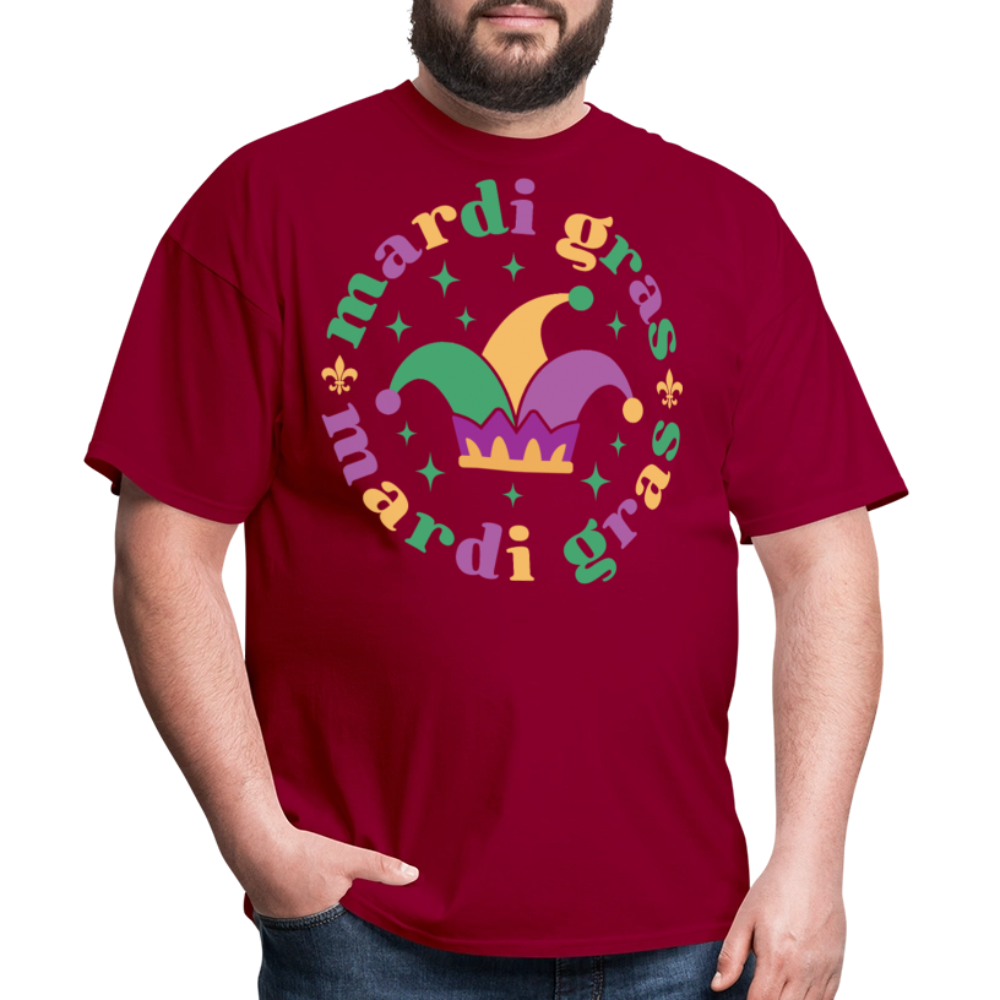 Funny Mardi Gras Jester Hat Unisex T-shirt - dark red