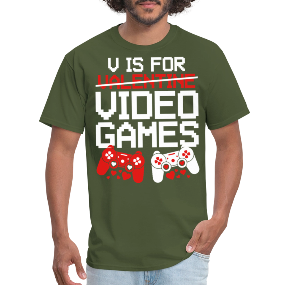 Valentine’s Day Gifts For Gamers Funny Gaming Couple Matching T-shirt - military green