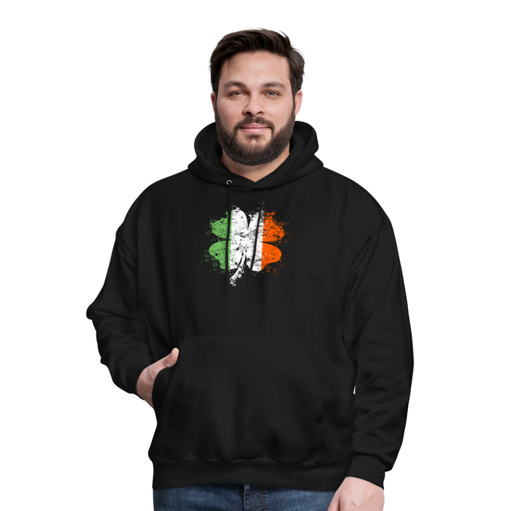 Irish Distressed Shamrock ST Patrick's Day Men's Hoodie - black