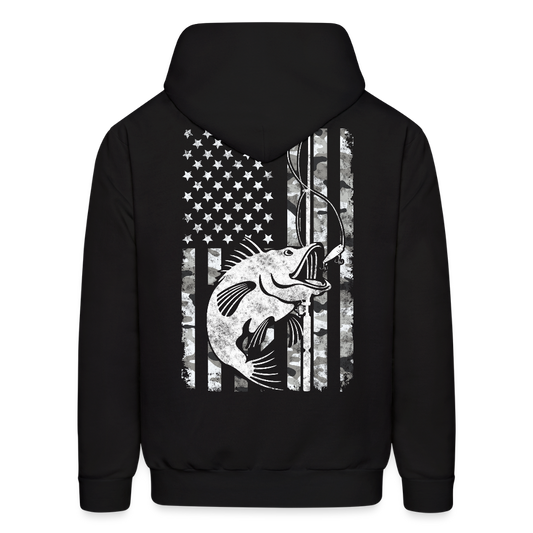 Camouflage American Flag Patriotic Fishing Hoodie - black