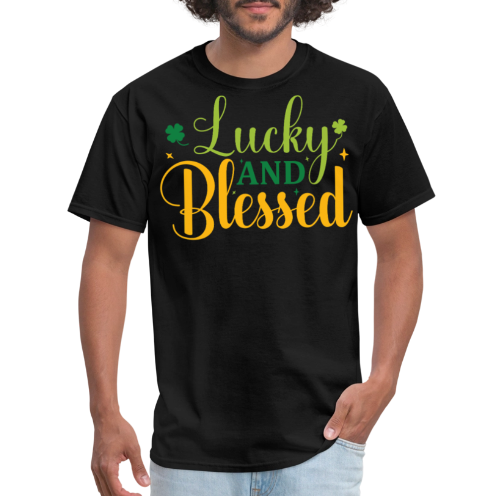 St Patrick’s Day Lucky And Blessed T-shirt - black