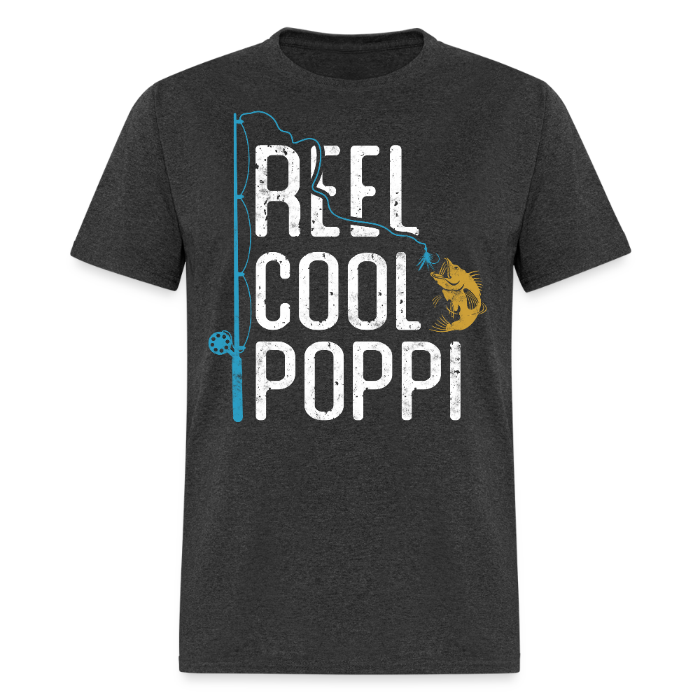 Reel Cool Poppi Fishing Gift T-shirt - heather black