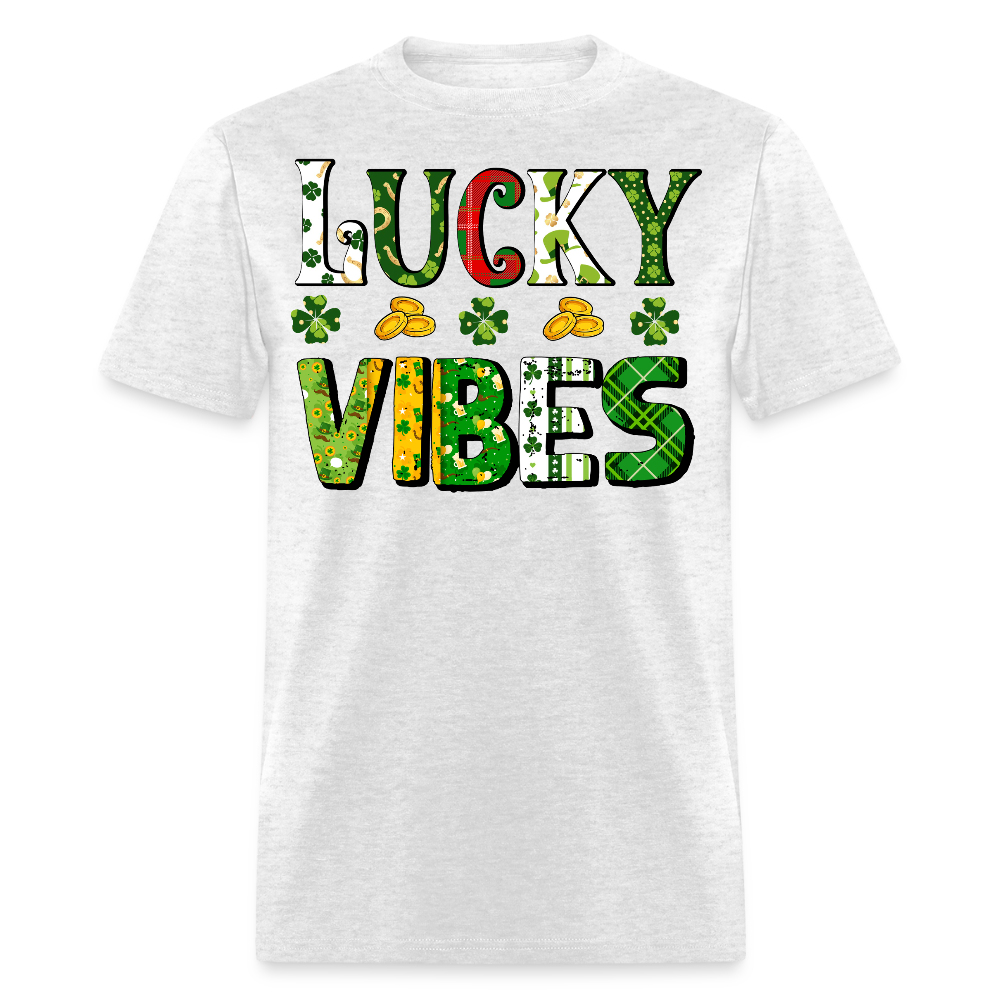 Lucky Vibes Graphic Tee With Shamrocks T-shirt - light heather gray