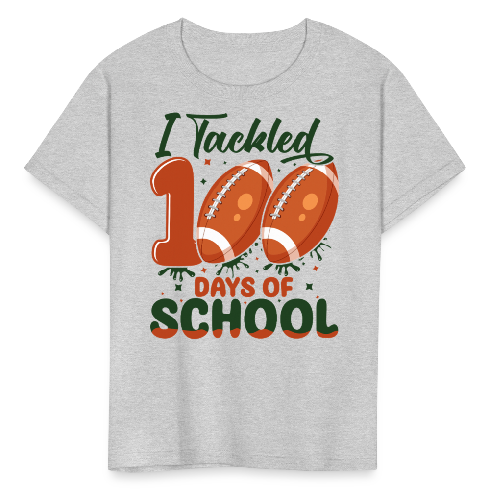 I Tackled 100 Days Of School Shirt Smarter Football Kids T-Shirt - heather gray