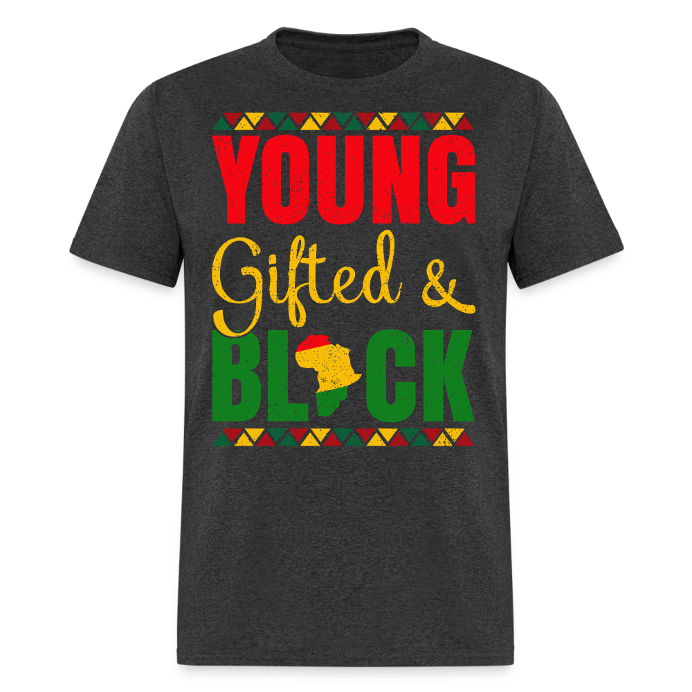 African Heritage Tee Young Gifted and Black T-Shirt - heather black