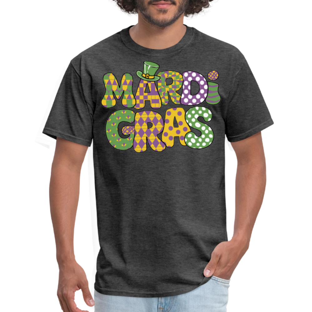 Colorful Mardi Gras Graphic Tee For Fat Tuesday Unisex T-Shirt - heather black