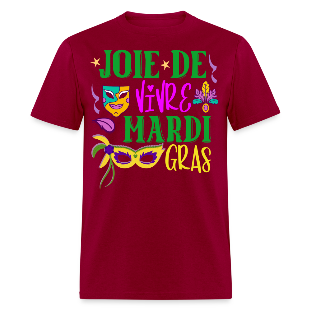 Joie De Vivre Mardi Gras Graphic Tee Colorful Masquerade Mask T-shirt - dark red