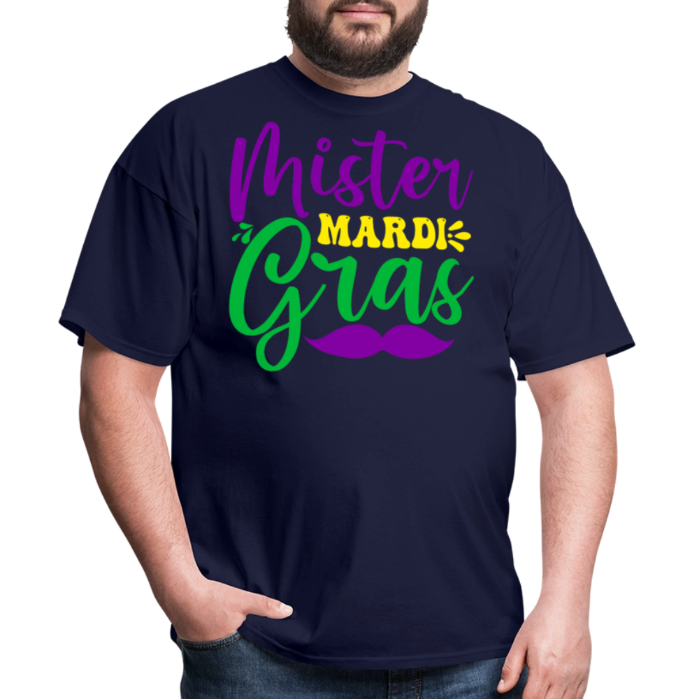 Men's Mardi Gras Graphic Tee Mister Mardi Gras Party T-Shirt - navy