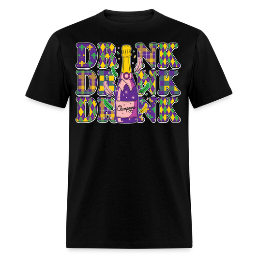 Carnival Party Wear Funny Mardi Gras Champagne Party T-shirt - black