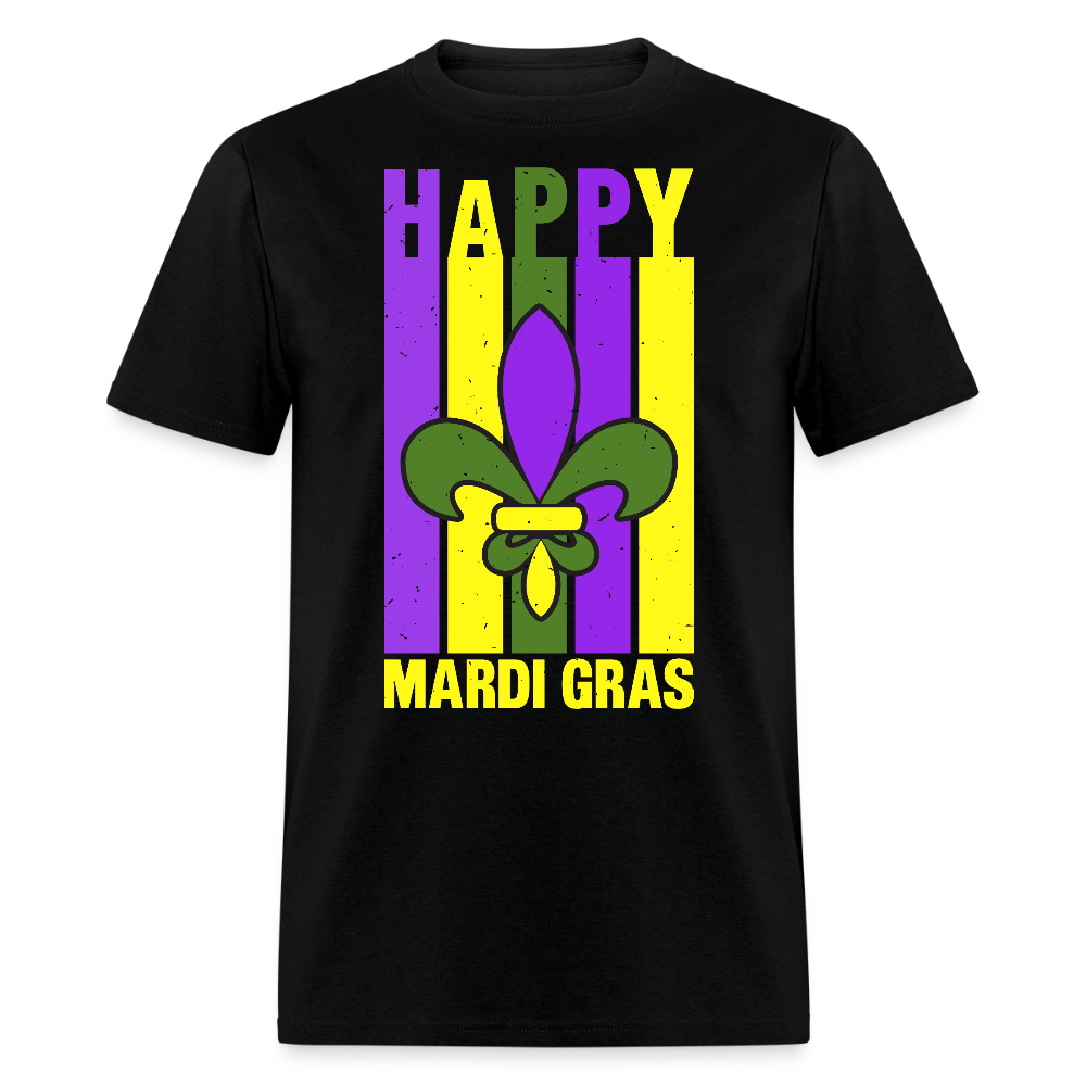 Happy Mardi Gras Graphic Tee Funny and Festive Mardi Gras T-Shirt - black