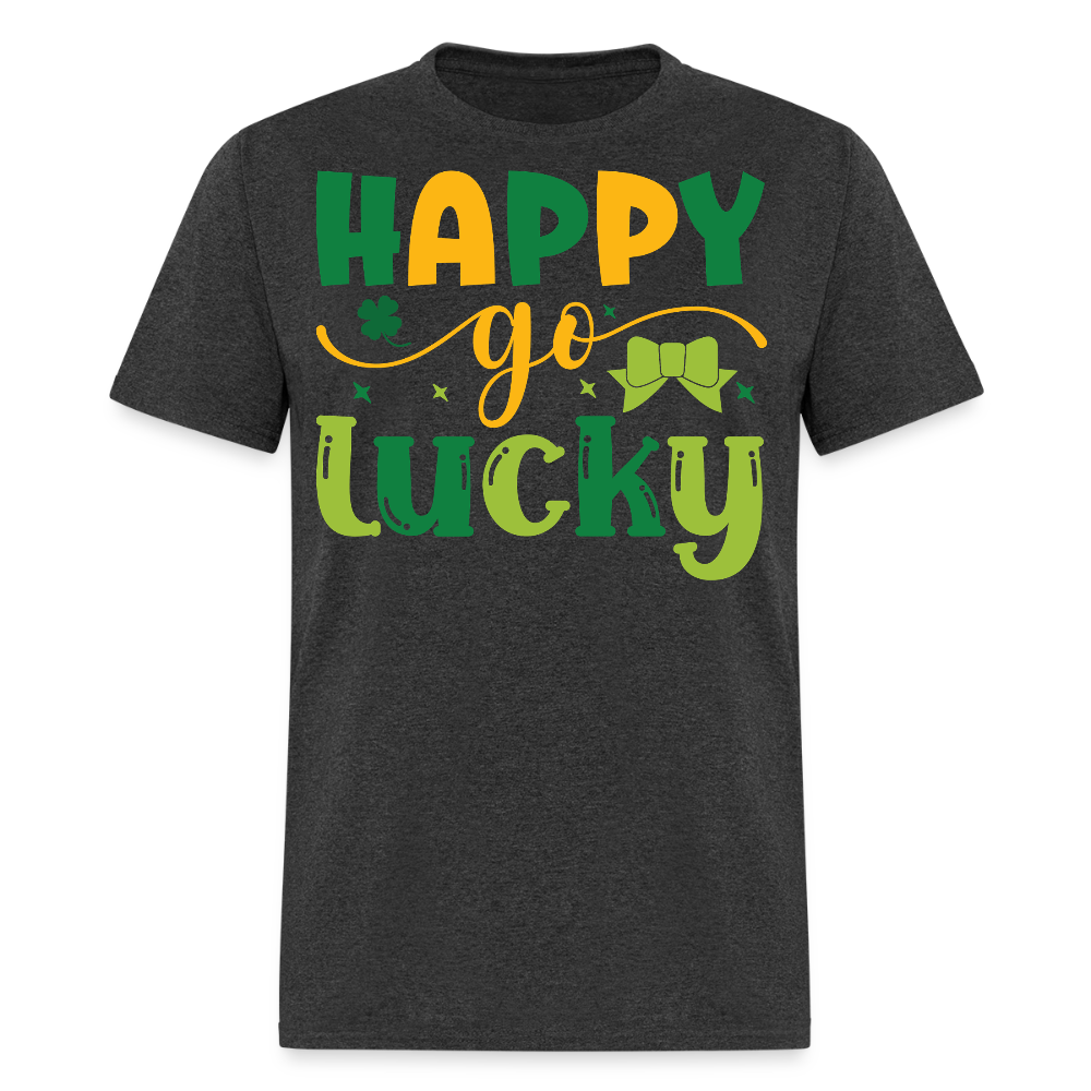 St Patrick’s Day Happy Go Lucky T-shirt - heather black