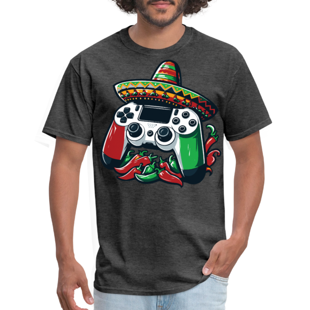 Gamer Controller With Sombrero Design Mexican Gamer T-shirt - heather black