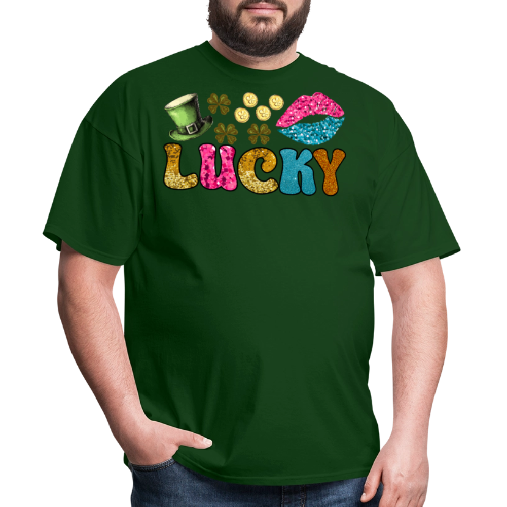 Lucky Charm Graphic Tee For Festive Wear T-shirt - forest green