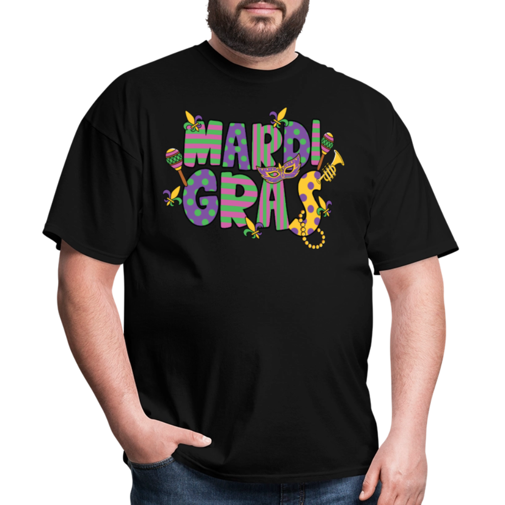 Retro-style Mardi Gras Carnival Tee New Orleans Mardi Gras Party T-shirt - black