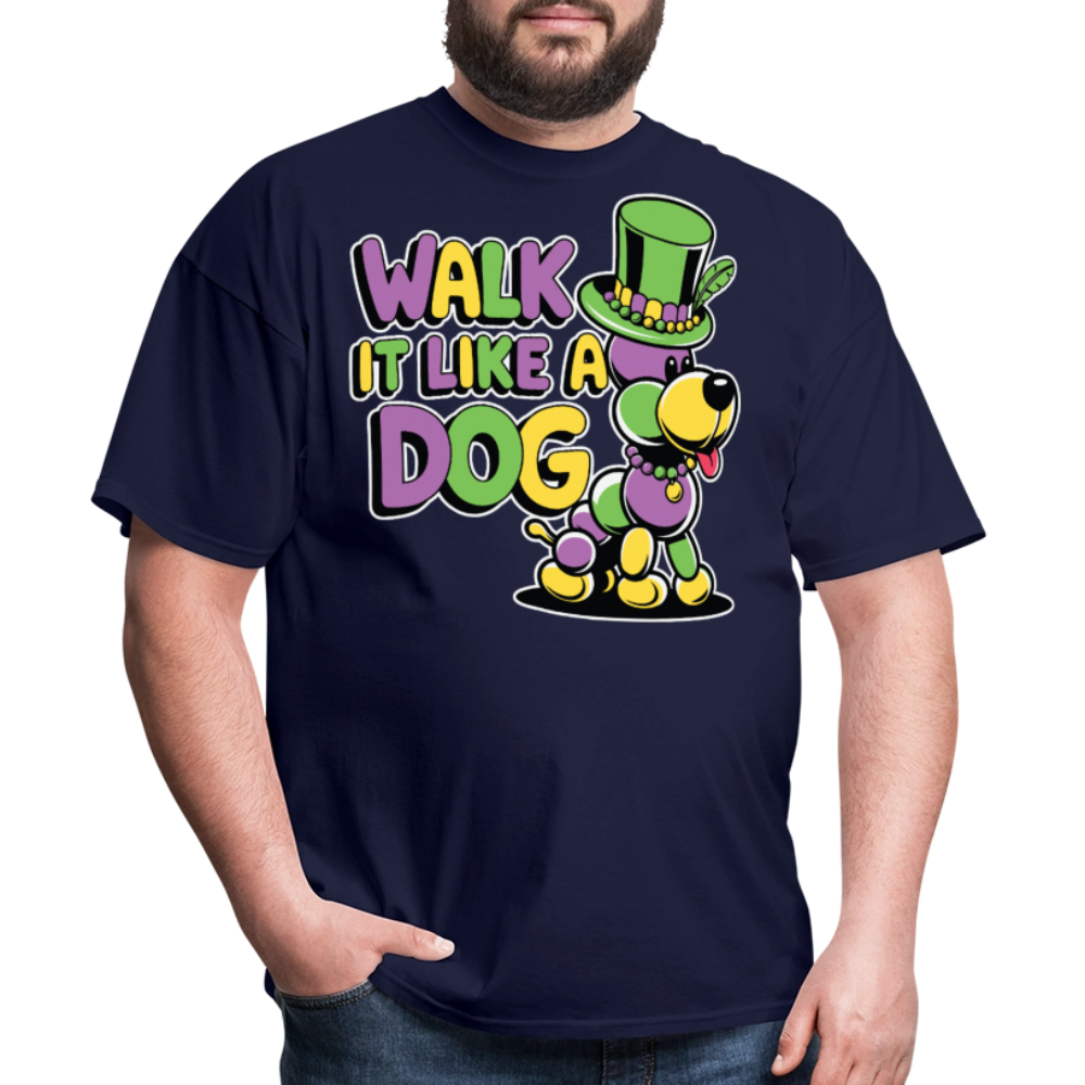 Walk It like A Gog Mardi Gras Shirt Beads and Dogs T-shirt - navy