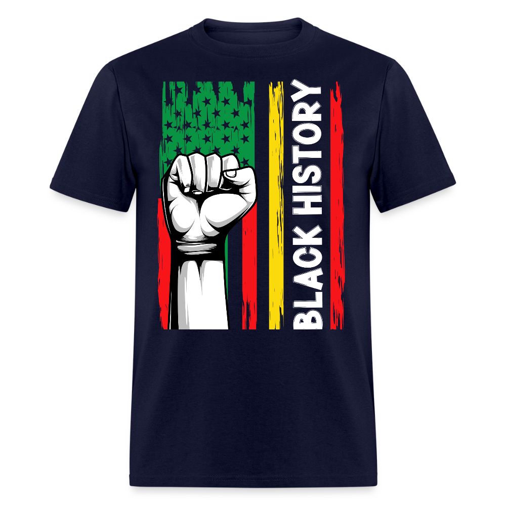 Retro Black History Flag Tee African American Empowerment T-shirt - navy