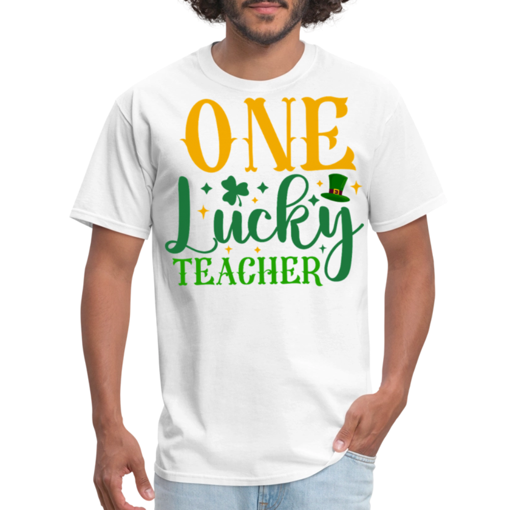 Lucky Teacher St Patrick’s Day Clover T-shirt - white