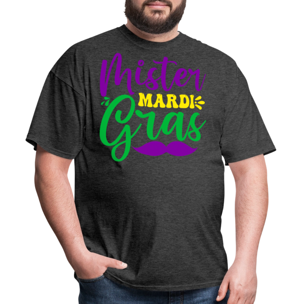 Men's Mardi Gras Graphic Tee Mister Mardi Gras Party T-Shirt - heather black