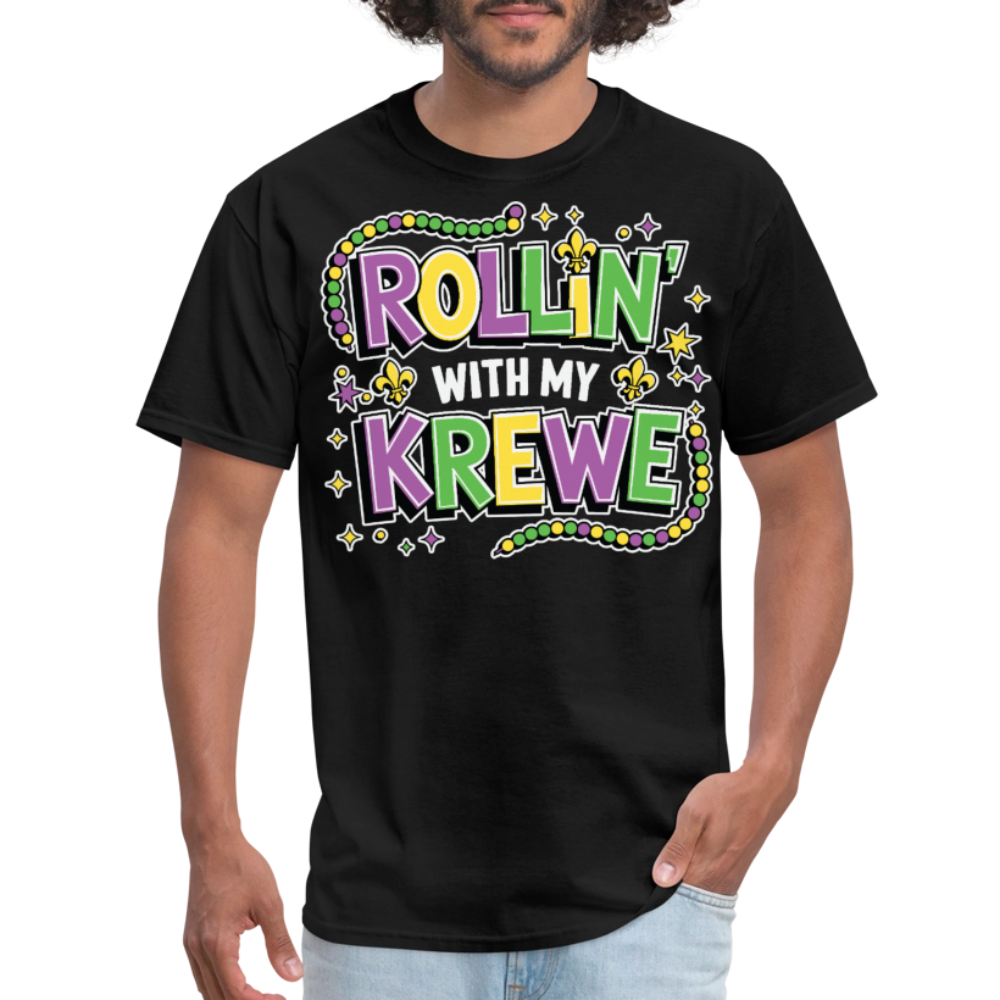 Mardi Gras Outfit Ideas Rollin’ With My Krewe Mardi Gras T-shirt - black