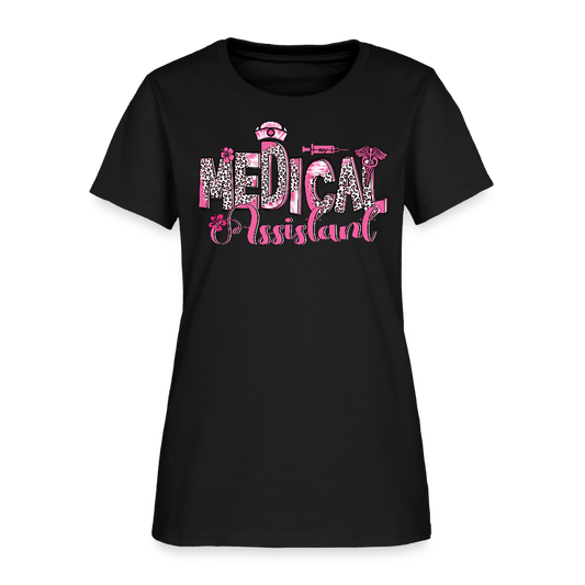 Medical Assistant Leopard Print T-Shirt - black