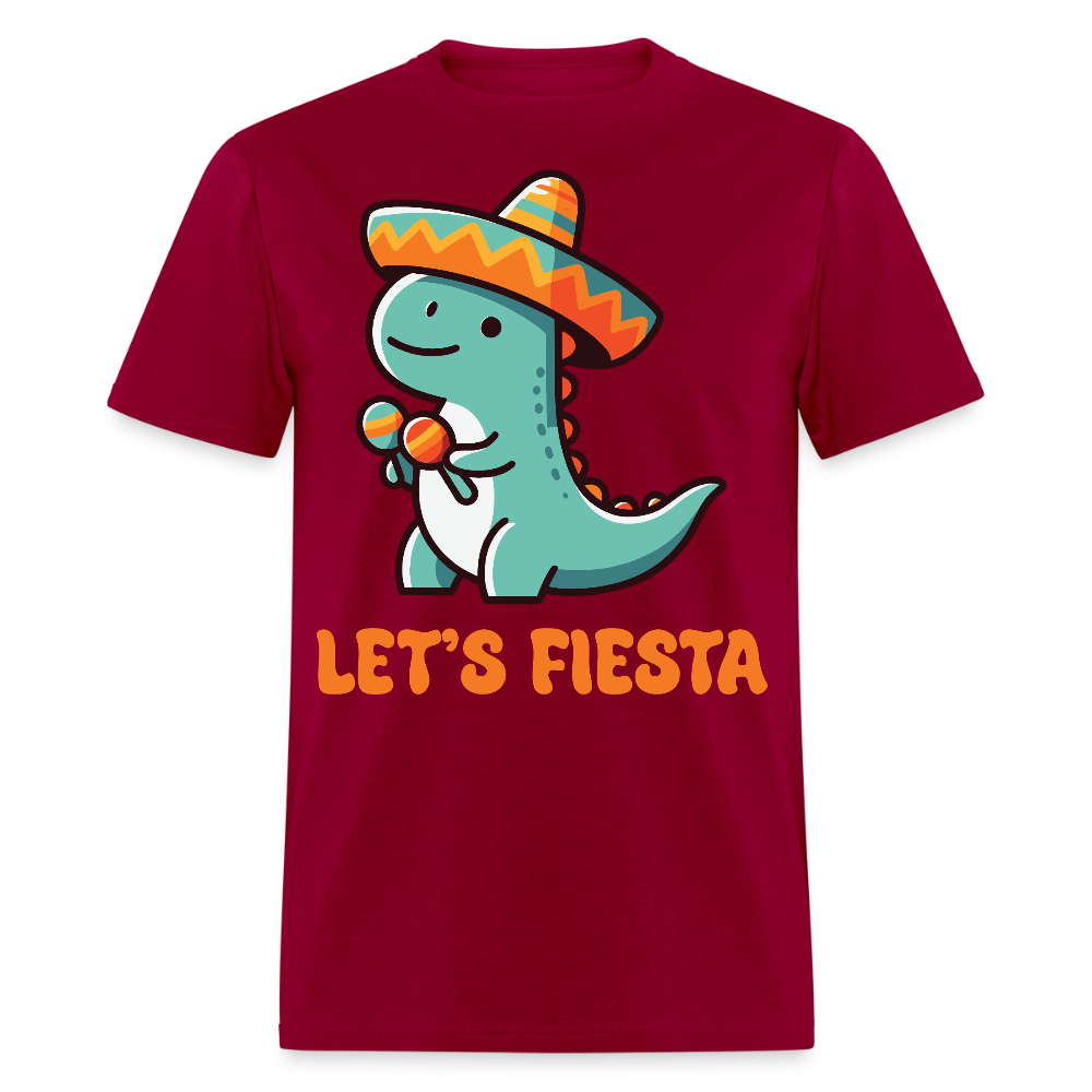 Cute Dinosaur Fiesta Tee For Party Lovers Let's Fiesta T-shirt - dark red