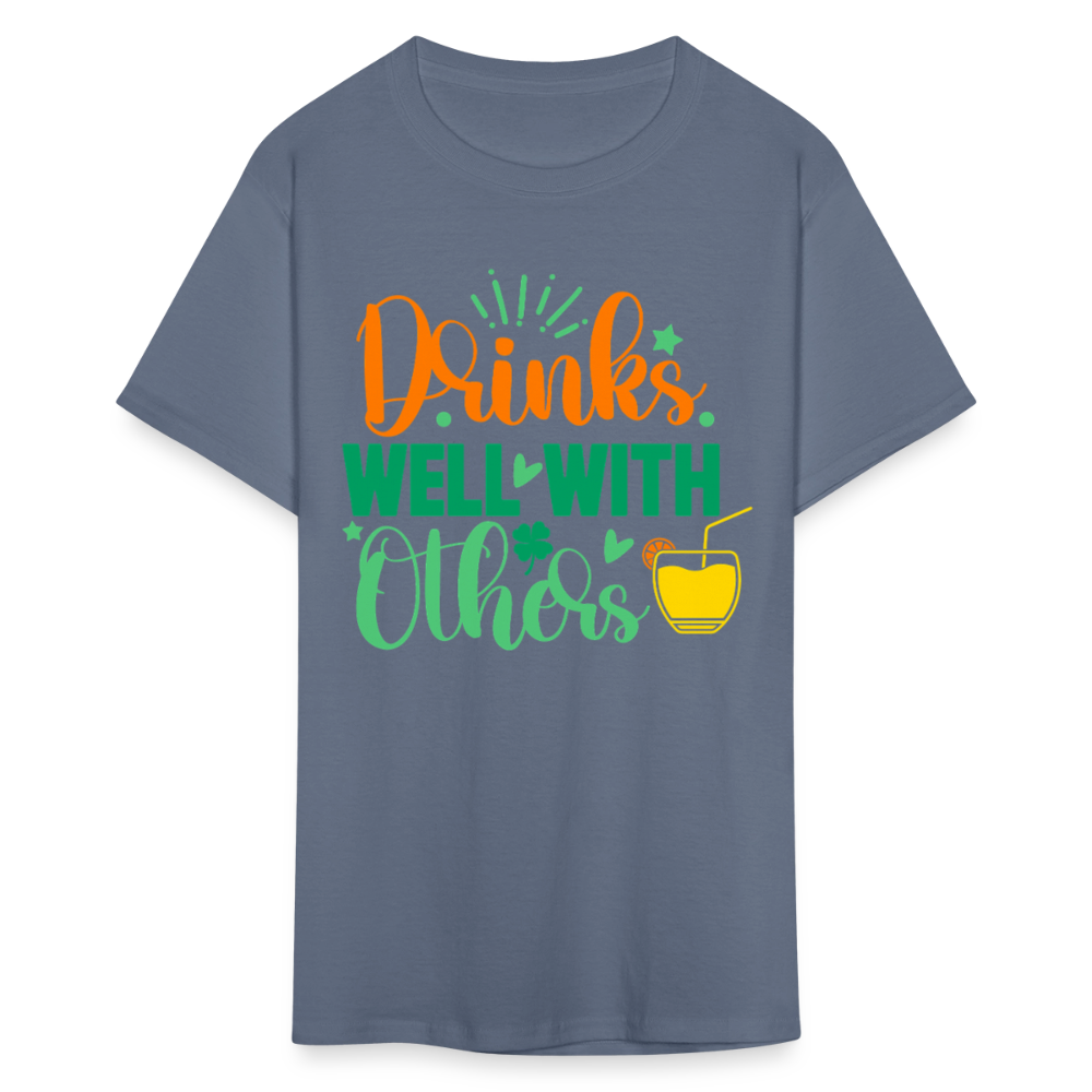 Party-Ready Tee – Drinks Well with Others Funny Shirt - denim