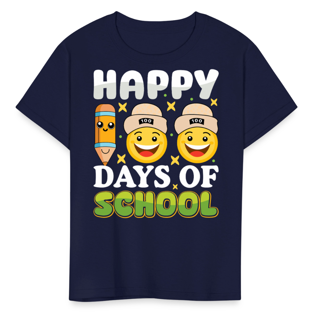 100 Days Of School Tee For Kids School Milestone Celebration T-shirt - navy