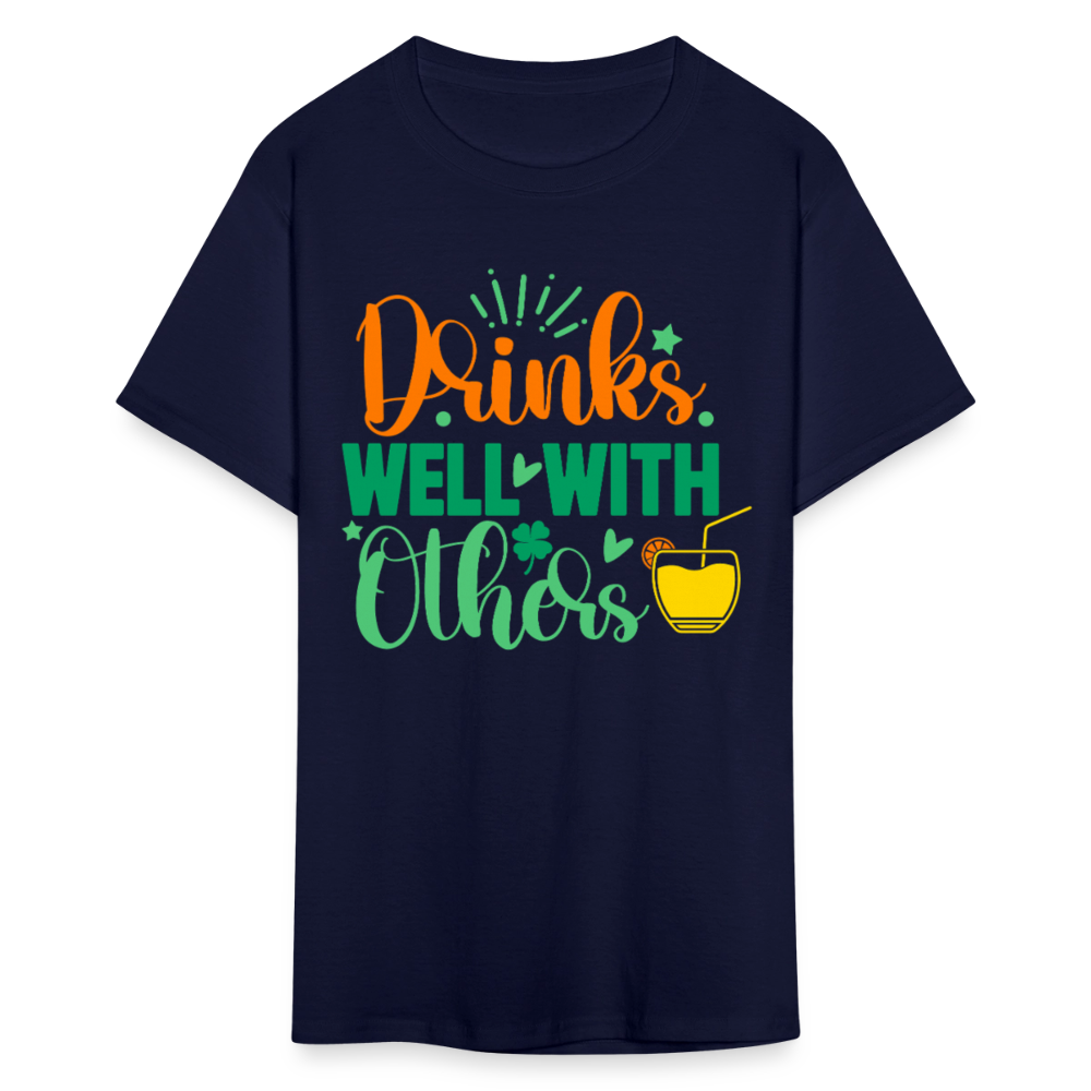 Party-Ready Tee – Drinks Well with Others Funny Shirt - navy