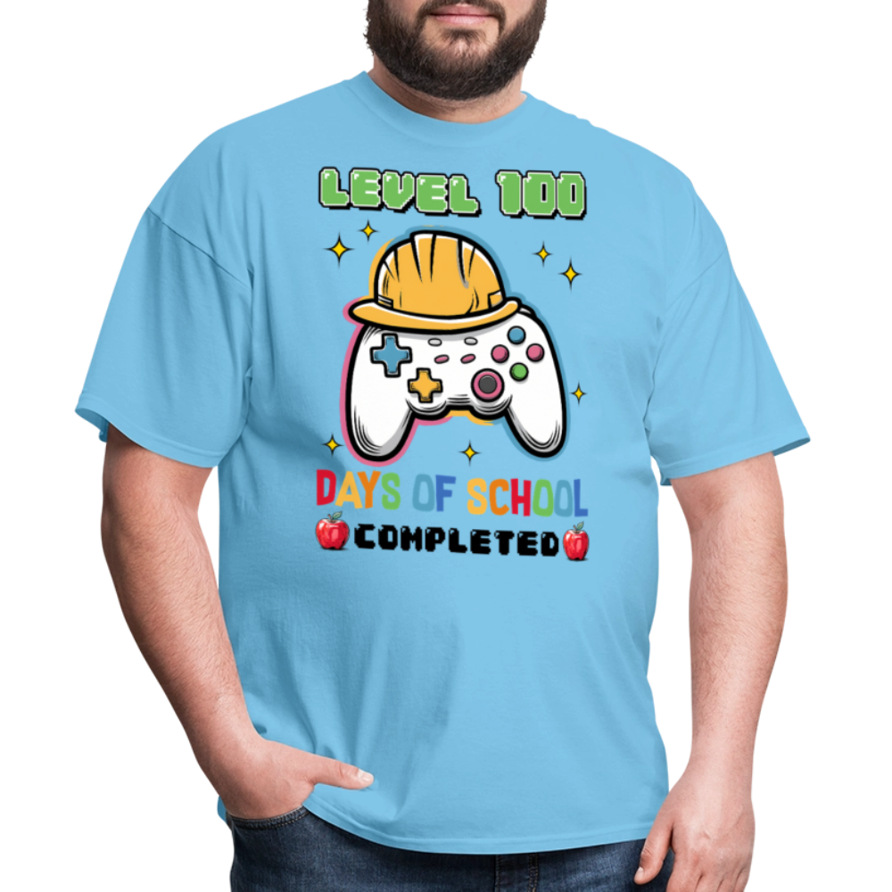 Level 100 Days Of School Gamer Shirt Level Up School Milestone T-shirt - aquatic blue