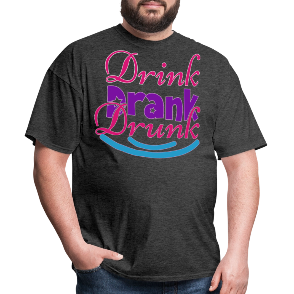 Mardi Gras Funny Drinking Shirts For Men Drink Drank Drunk T-shirt - heather black