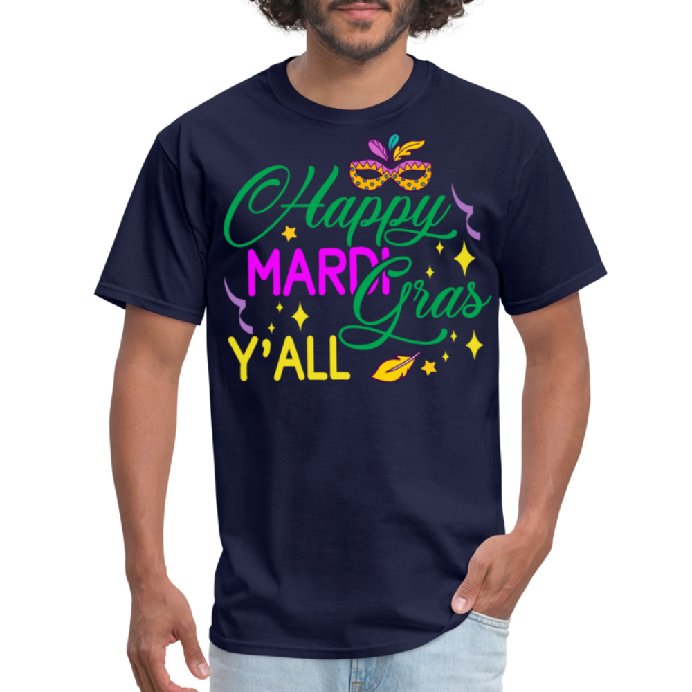 Louisiana Carnival Celebration Tee Happy Mardi Gras Y'all T-shirt - navy