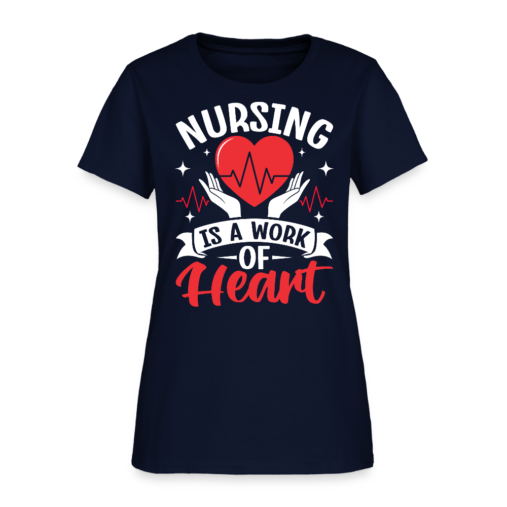 Nursing Is A Work Of Heart Healthcare Workers T-Shirt - navy