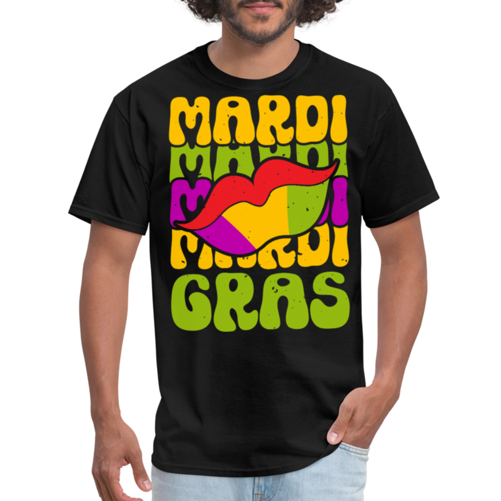 New Orleans Carnival Funny Mardi Gras Lips T-shirt - black