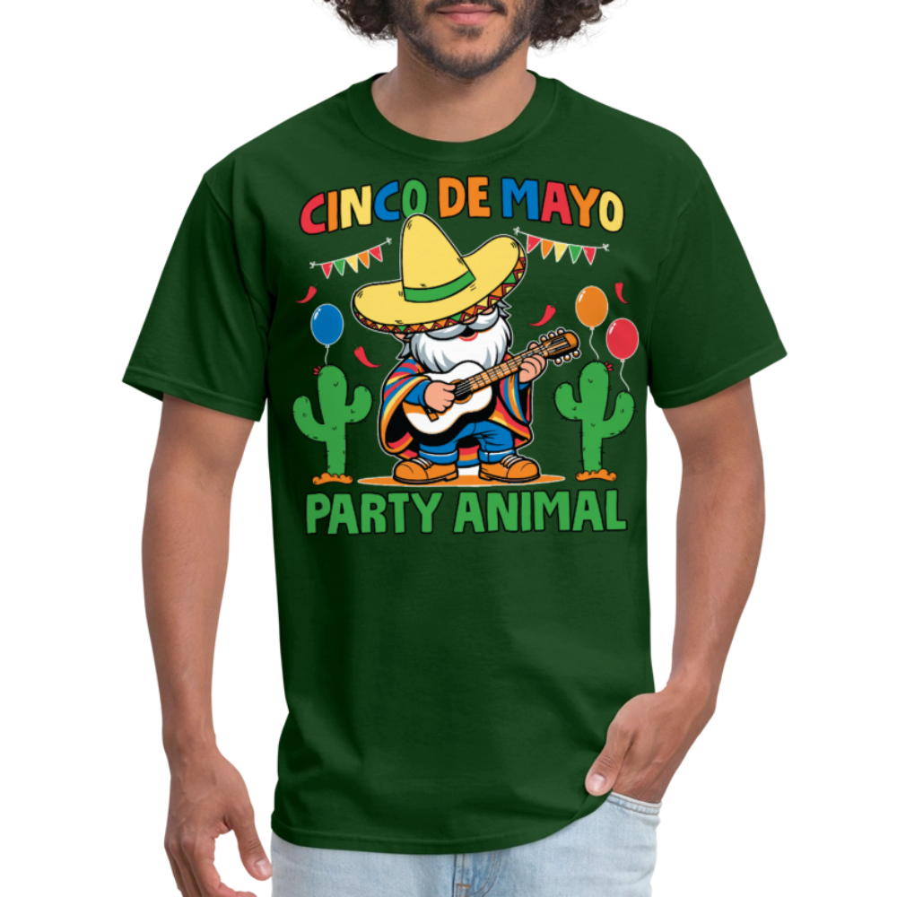 Cinco De Mayo Party Animal Funny Mexican Fiesta Gnome T-shirt - forest green