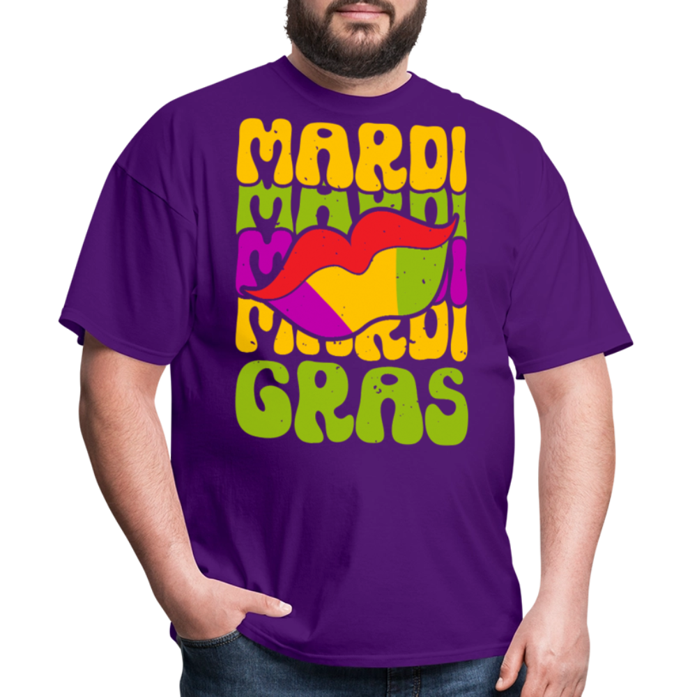 New Orleans Carnival Funny Mardi Gras Lips T-shirt - purple