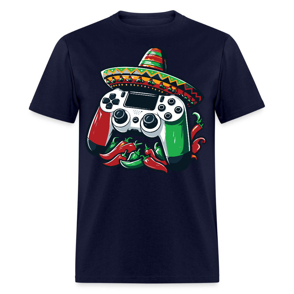 Gamer Controller With Sombrero Design Mexican Gamer T-shirt - navy