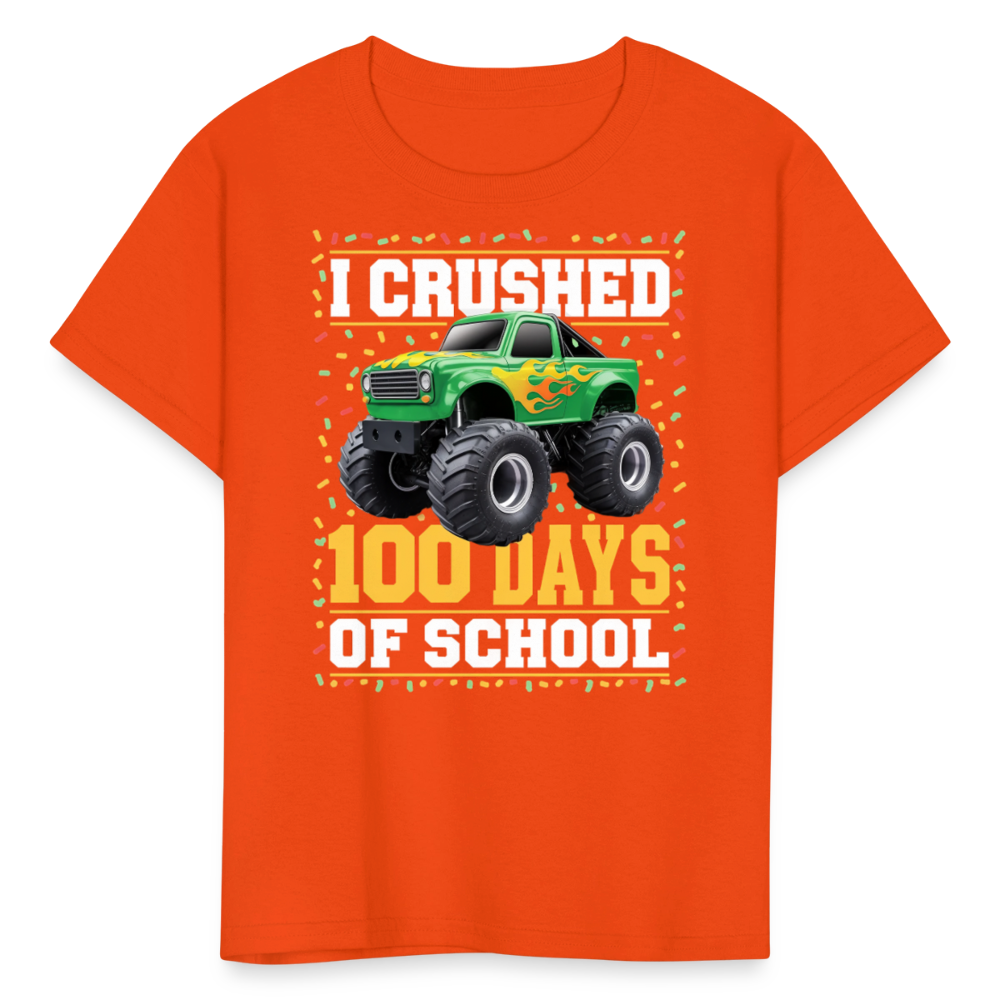 100 Days Of School Monster Truck Tee Kids 100th Day Of School T-shirt - orange