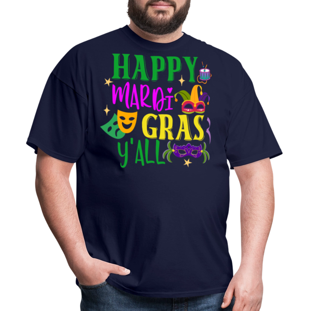 Funny Mardi Gras Y'all Graphic Unisex Classic T-shirt - navy