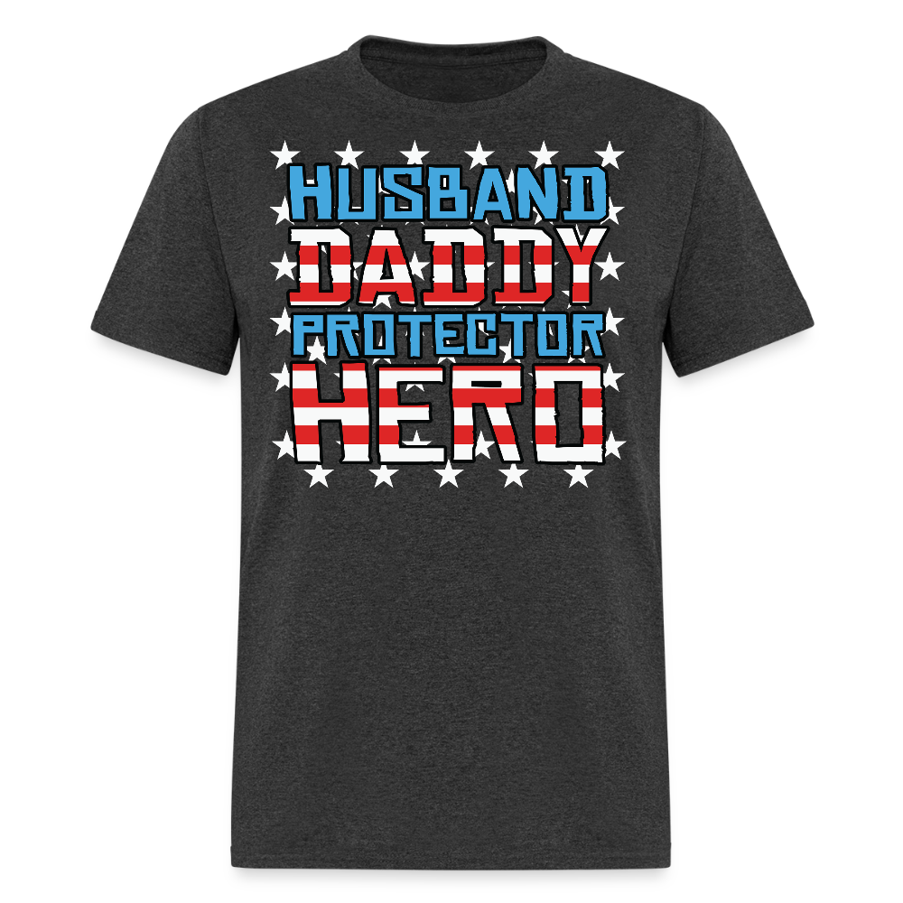 Husband Protector Hero Gift Father’s Day T-shirt - heather black
