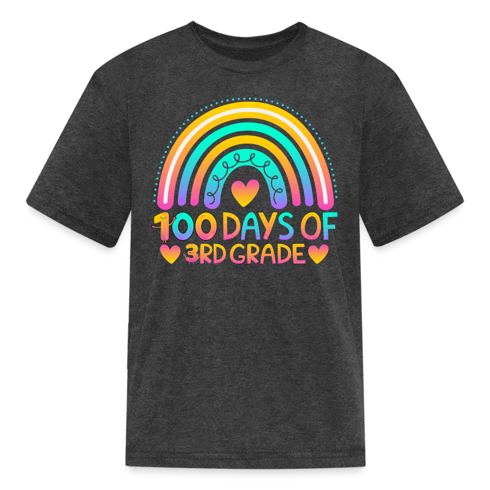 100 Days of 3rd Grade Rainbow Kids' T-Shirt - heather black