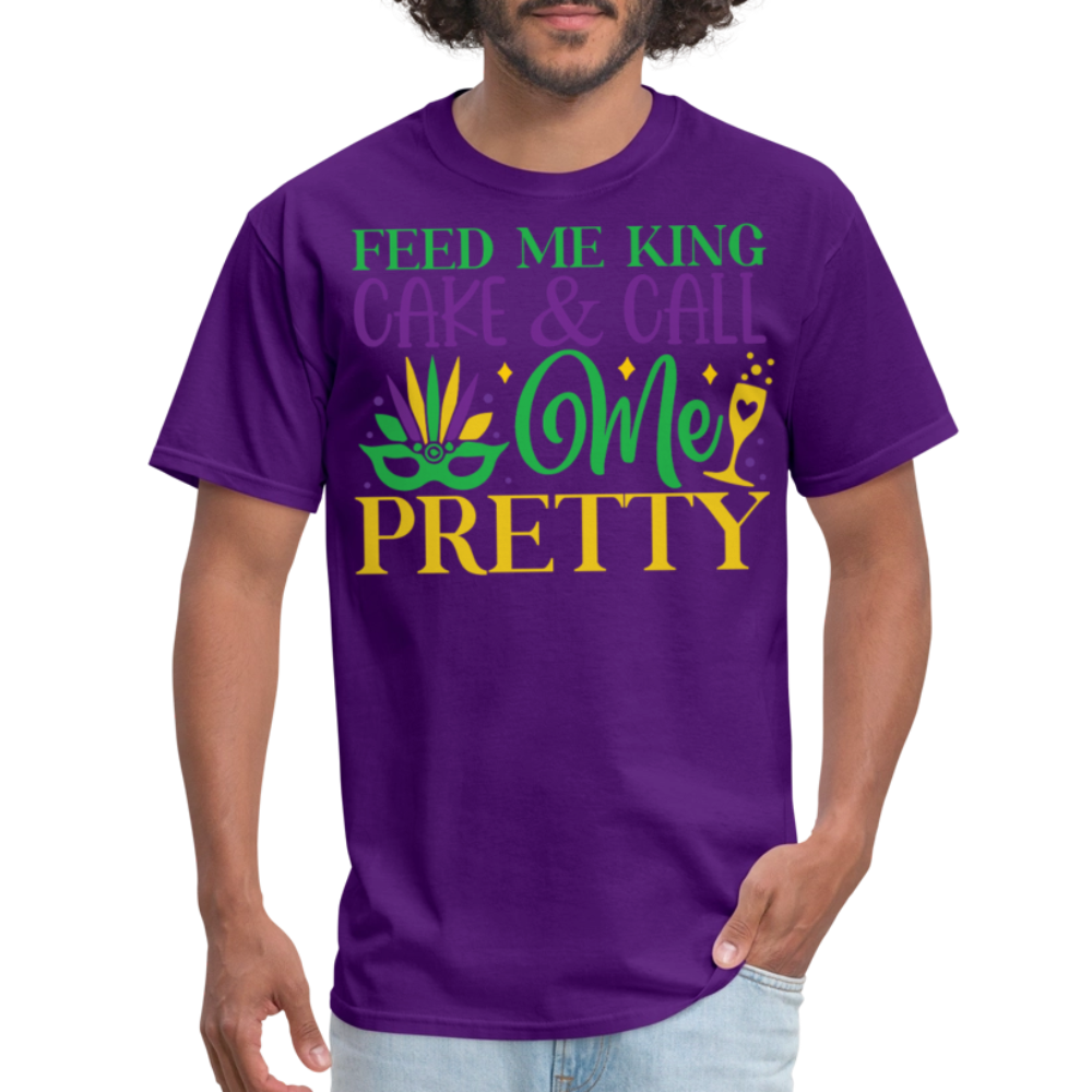 New Orleans Mardi Gras Tee Feed Me King Cake And Call Me Pretty T-shirt - purple