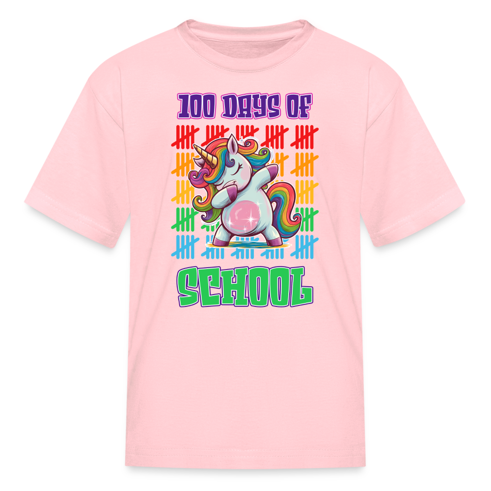 100 Days Of School Unicorn Kids T-Shirt - pink