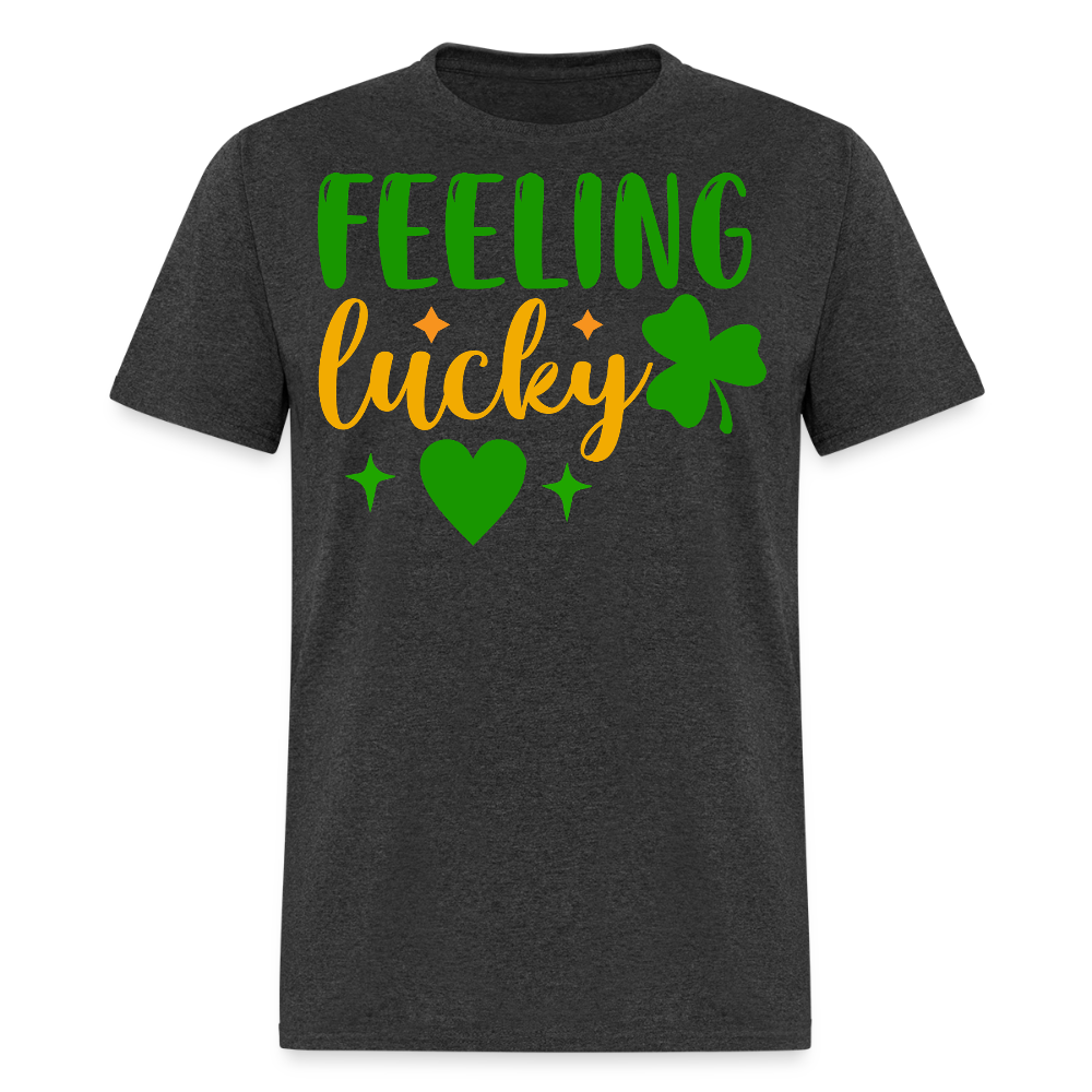 Feeling Lucky Shamrock Tee For Irish Celebrations T-shirt - heather black