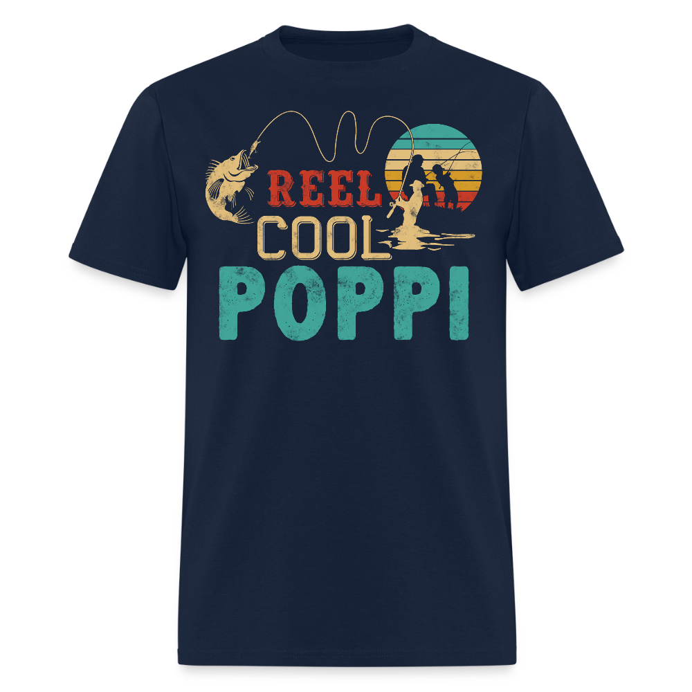 Reel Cool Poppi Fshing Gifts For Grandpa T-Shirt - navy