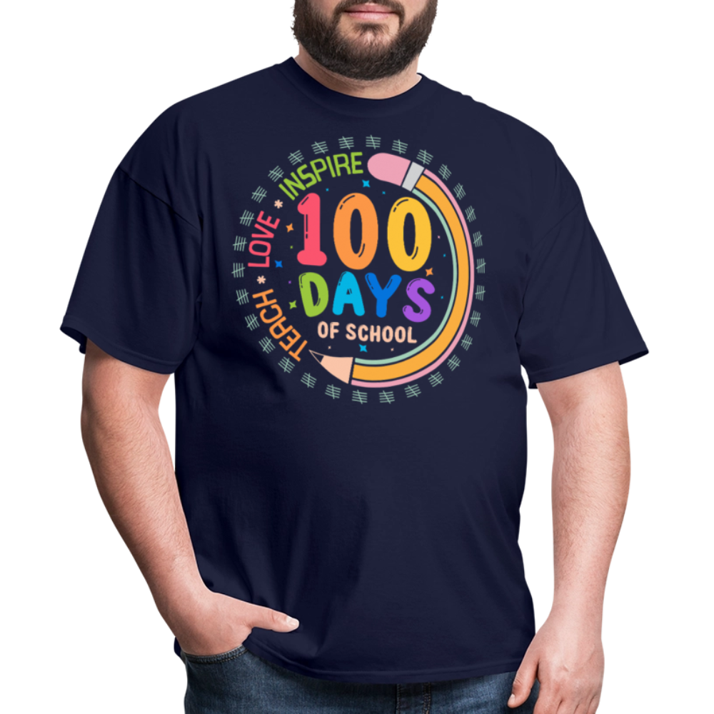 100th Days Of School Shirt For Teachers School Milestone Celebration T-shirt - navy