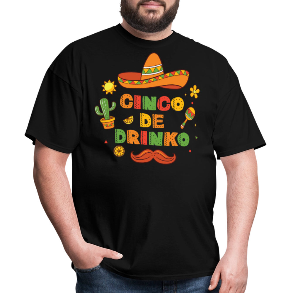 Sombrero and Mustache Party Tee Funny Cinco de Mayo drinking T-shirt - black