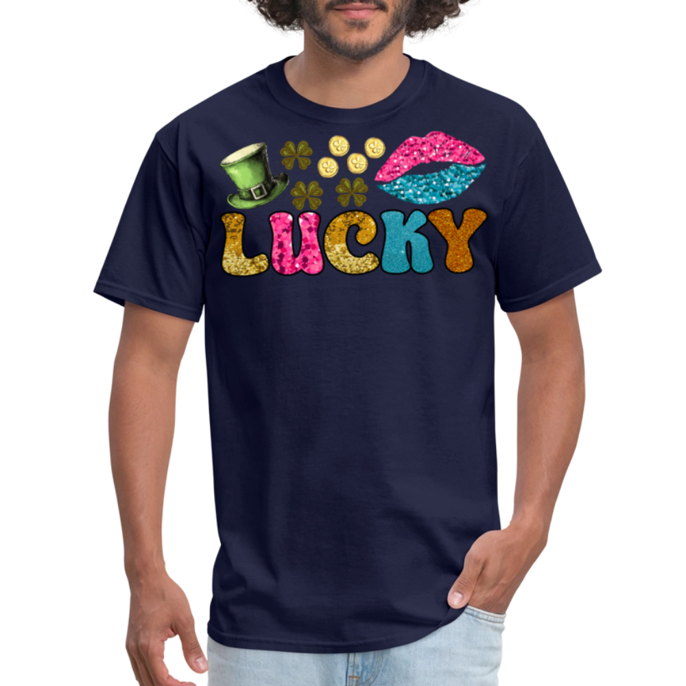 Lucky Charm Graphic Tee For Festive Wear T-shirt - navy