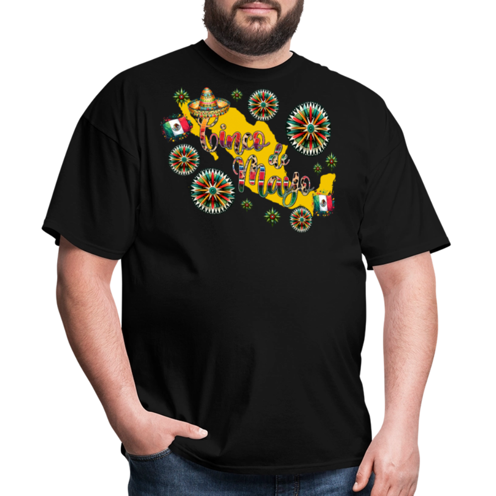 Mexican Pride Tee For Cinco De Mayo Mexico Map Graphic T-shirt - black