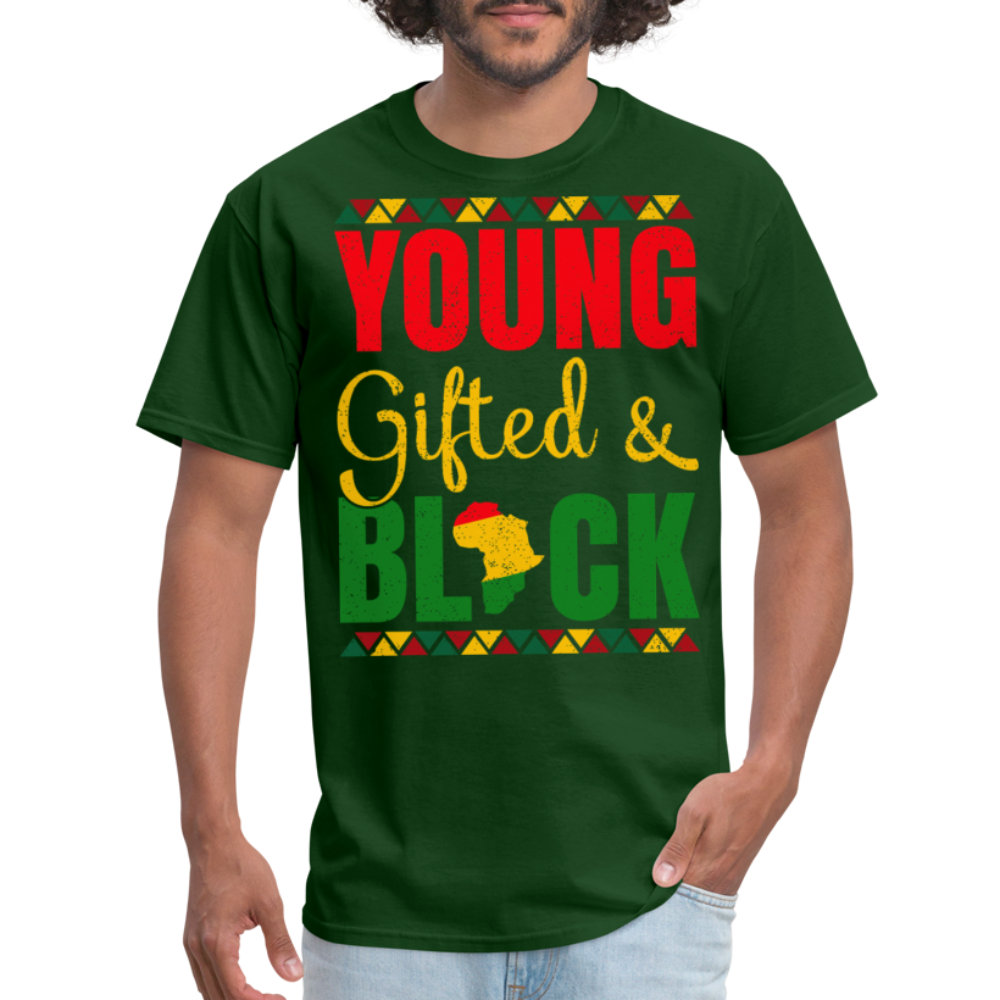 African Heritage Tee Young Gifted and Black T-Shirt - forest green